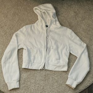 Brandy Melville White Cropped Hoodie